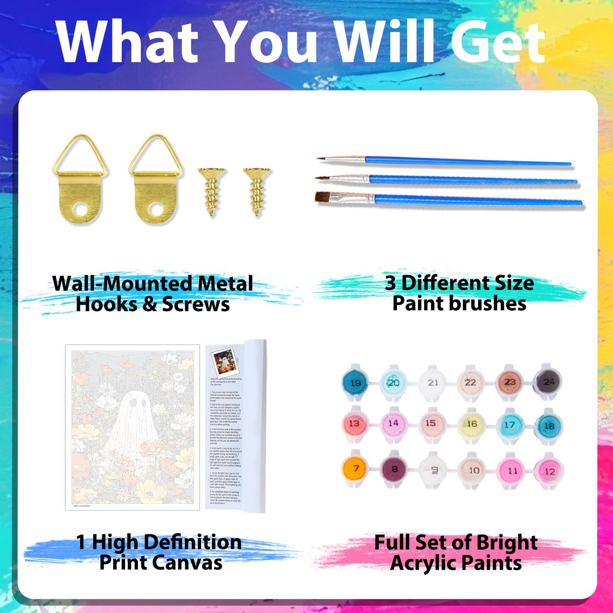 xcemhil Halloween Paint by Numbers Kit for Adults, Ghost Painting by Numbers, Adult Paint by Number Kits Suitable for Gifts and Interior Decor 16x20 Inch xcemhil