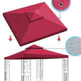 BenefitUSA Canopy ONLY 10'X10' Replacement Gazebo Canopy top Patio Pavilion Cover Sunshade plyester Double Tiers-Burgundy BenefitUSA