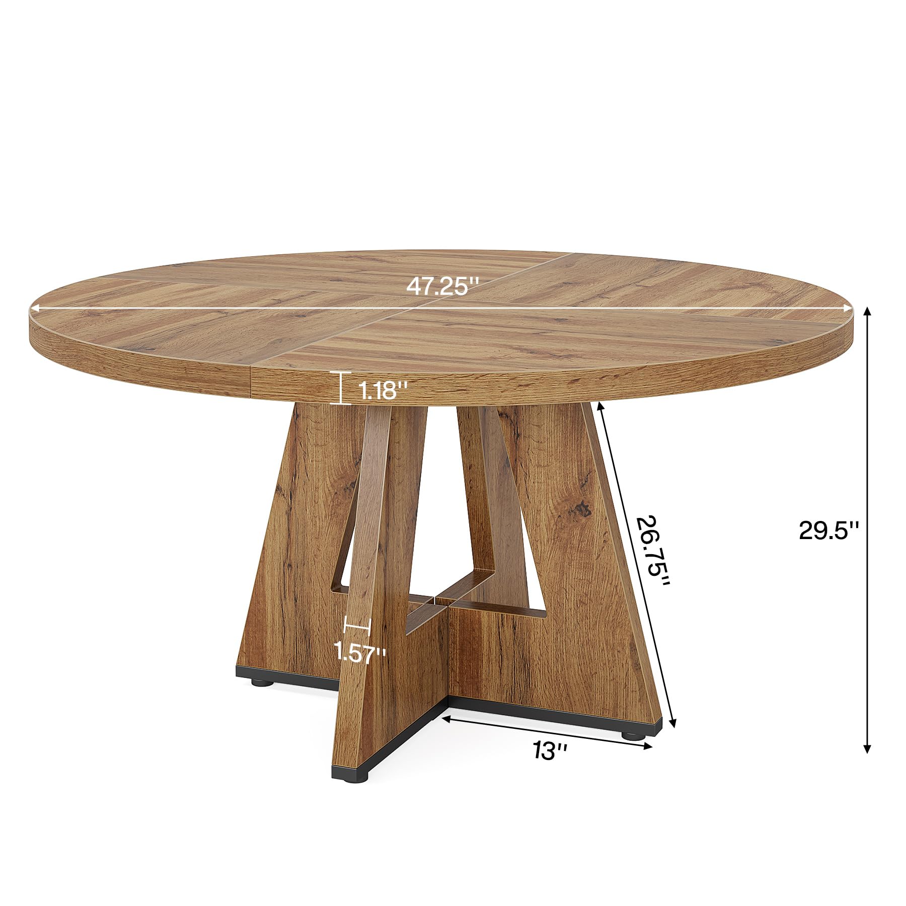 Tribesigns 47-Inch Round Conference Table for 4-6 People, Wooden Meeting Room Table with Thicken Tabletop and Wood Base, Modern Meeting Training Desk for Conference Room Seminar Room (Wood) - WoodArtSupply