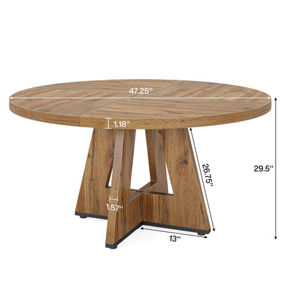 Tribesigns 47-Inch Round Conference Table for 4-6 People, Wooden Meeting Room Table with Thicken Tabletop and Wood Base, Modern Meeting Training Desk for Conference Room Seminar Room (Wood) - WoodArtSupply