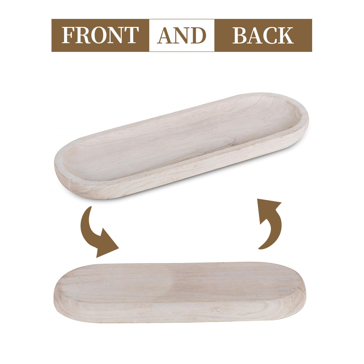 Hanobe Decorative Bowl Large Wooden: 25.5" Long Wood Dough Bowls for Decor Coffee Table Centerpiece Tray White Washed Farmhouse Rustic Decorations for Dining Room Home Kitchen Fireplace Hanobe
