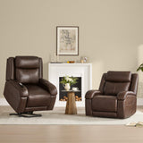 Watson & Whitely Genuine Leather Power Lift Recliner Chair for Elderly with Heat and Massage, Electric Lay Flat Lift Chairs with Power Headrest & Visual Remote Control, Dual Motor, Dark Brown Watson & Whitely