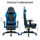 GTRACING Gaming Chair with Footrest, Ergonomic Computer Game Desk Chair, Reclining Gamer Chair Seat Height Adjustment, Swivel Rocker with Headrest and Lumbar (Navy Blue) GTRACING