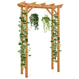 Giantex 7FT Wood Garden Arbor Trellis, Wooden Wedding Arch for Ceremony Party, Outdoor Archway Pergola for Climbing Plants, Pathway, Yard, Garden Decor, Easy Assembly (Honey Brown, 55''W x 85''H) Giantex
