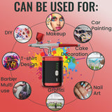 AirBrush Kit with Compressor Portable Barber Airbrush Kit 32PSI High Pressure Cordless Airbrush compressor, 1800mAh Rechargeable Auto Handheld Airbrush gun for Makeup, Nail Art, Painting, Cake Decor crpen