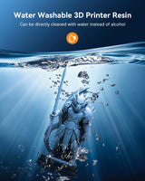 SUNLU Water Washable 3D Printer Resin 3kg, Large Bottle Water Washable Resin for Most Resin 3D Printers, 395 to 405nm UV Curing 3D Printing Liquid Photopolymer Resin, 3000g, Grey SUNLU