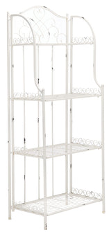 Safavieh PAT5014B Outdoor Collection Amaris Antique White Wrought Iron 4-Tier Bakers Rack Safavieh