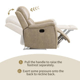 CANMOV Leather Recliner Chair, Classic and Traditional Manual Recliner Chair with Overstuffed Arms and Back, Manual Single Sofa with Concealed Cup Holders,Beige CANMOV