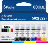 Ankink 502 T502 Ink Refill Bottles Replacement for Epson Ecotank ET 2850 ET-2760 ET-4760 ET 2750 ET-3760 ET-15000 ET-4850 ET-3710 ET-3850 ET-3750 ET-3830 ST-4000 ST-2000 Printer (3BK C M Y) Ankink