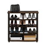 Furinno Turn-N-Tube 5 Tier Wide Shoe Rack, Amber Pine/Black Furinno