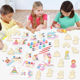 24Pcs Princess Party Favors Birthday Supplies Decorations-Cards with Art Crafts Castle Fairies DIY Wooden Painting Craft Kits Thank You for Coming Gifts Bulk Goodie Bags Stuffers Prizes for Kids Girls Yiaoyinnz