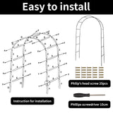 RUBFAC Metal Garden Arch, Wedding & Event Decoration, Garden Trellis for Climbing Plants, Assemble Freely 2 Sizes for Various Climbing Plant Roses Vines Bridal Party Decoration, Black, 1 Pack rubfac