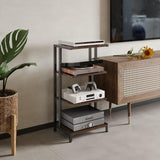 X-cosrack 4-Tier AV Media Stand Corner Shelf Wooden Corner Shelves Component Cabinet Stereo Audio Rack Stand Tower Perfect for DVD Players:Game Console:TV Box:Cable Box:Xbox:WiFi Router X-cosrack