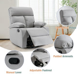 hzlagm Swivel Rocker Recliner, Rocking Recliner Chair, Small Rocker Recliners for Small Spaces, Living Room, Bedroom, Nursery, RV, Light Grey hzlagm