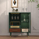 ARTPOWER Modern Coffee Bar Cabinet with Wine Glass Rack and Drawers, Green Liquor Cabinet with Pull-Out Wine Storage for Kitchen, Dining Room, Living Room ARTPOWER