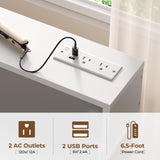 Seventable Vanity Desk Without Mirror, Makeup Vanity with Drawers and Charging Station, Small Desk with Storage for Bedroom, Simple Home Office Computer Desk for Small Spaces, White and Gold Leg Seventable