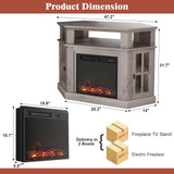 Furmax Fireplace Corner TV Stand for TV Up to 55 Inch, Modern TV Console with 18 Inch Electric Fireplace, Entertainment Center with Open Shelf and Storage Cabinets for Living Room, Rustic Oak Furmax