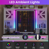 Tiptiper Farmhouse Vanity with Touch Screen Mirror & Time Display, Large Makeup Vanity with Charging Station, Vanity Desk with Mirror and RGB Lights, Makeup Desk with 5 Drawers, White & Black Tiptiper