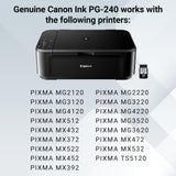 Canon PG-240 Genuine Black Ink Cartridge, Compatible with MG2120/3120/4120, MX512/432/472/372/392/522/532/452, MG2220/3220/4220/3520/3620, TS5120 Canon