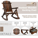 EPICOZY Outdoor Wooden Rocking Chair, Patio Rustic Adirondack Porch Rocker, All Weather Solid Wood Log Rocker Chair with High Back & Slatted Seat for Indoor, Backyard, Garden (Set of 2, Carbonized) EPICOZY