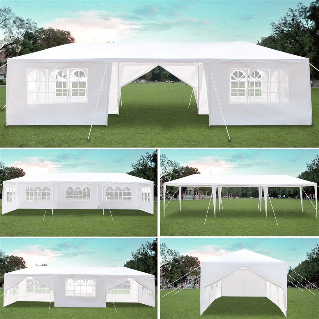 10x30 Tents for Parties, Large Party Tent, Outdoor Canopy Tent with 8 Removable Sidewalls and Windows for Wedding, Event, White Backyard Tent for Temporary Event ACLULION