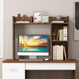 Tangkula Brown Desktop Bookshelf and Storage Hutch with 5 Shelves for Organised Workspaces Tangkula