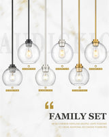 Audickic Brass Pendant Lights Kitchen Island 2 Pack, Farmhouse Gold Pendant Light with Clear Glass Globe Shade, Kitchen Island Lighting for Dining Room Entryway, AD-22280-1P2-GD-C Audickic