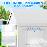 Carport 10x20 FT Heavy Duty, Outdoor Portable Garage with Removable Sidewalls & Doors, Waterproof, UV-Resistant Canopy Shelter for Vehicles, Boats, RVs, Trucks, All-Season Car Port,White RICHRYCE