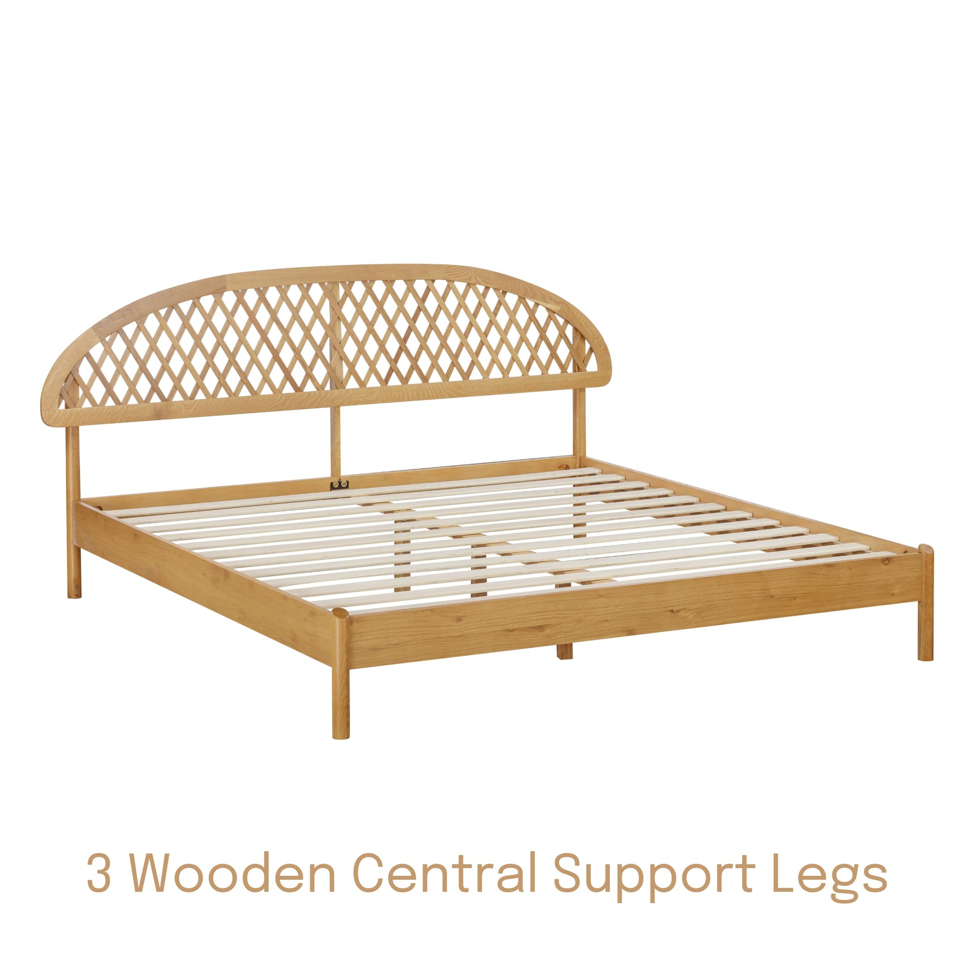 Elegant NTC Gem Solid Oak Bed Frame with Headboard and Silent Slats - WoodArtSupply