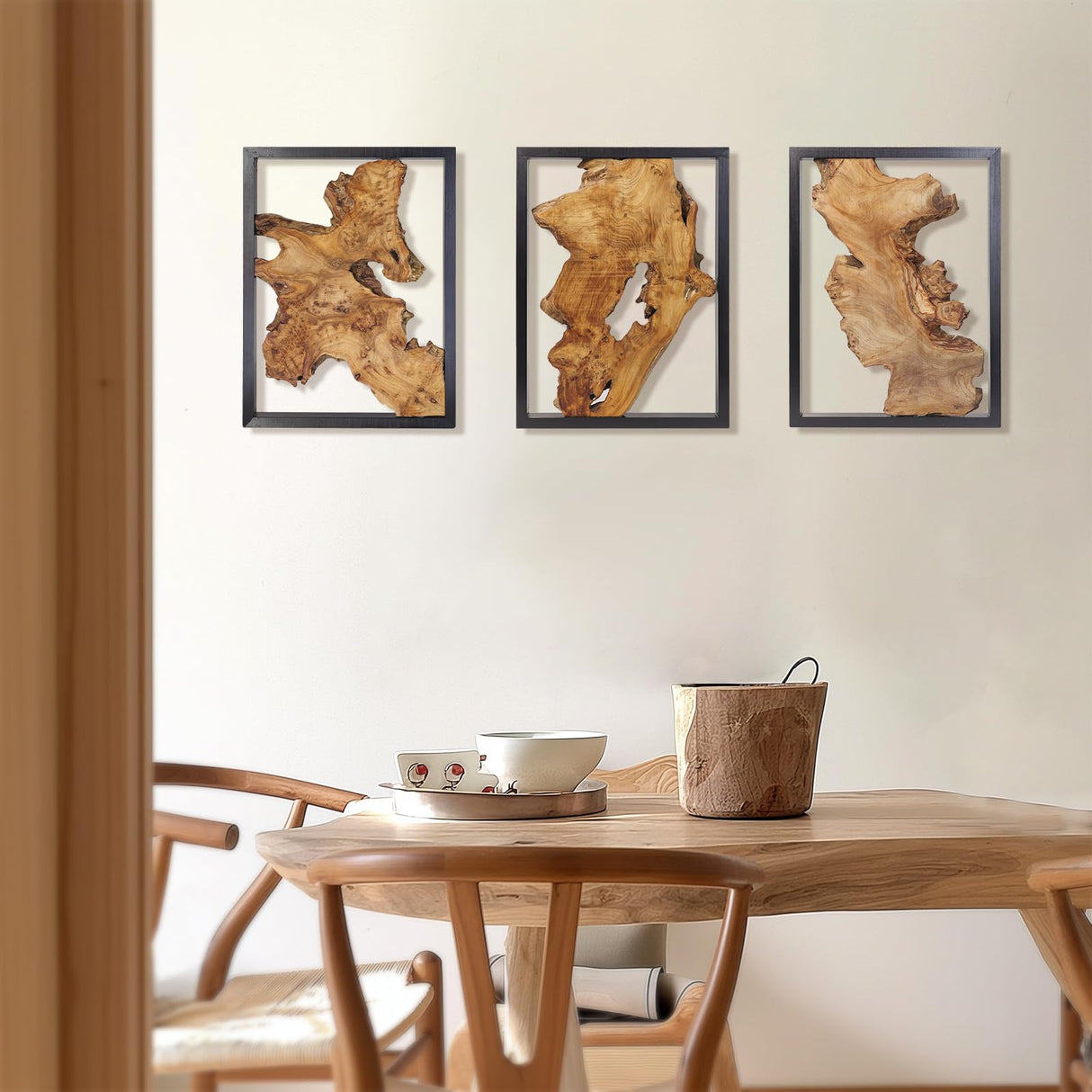 NAHARO Modern Wood Wall Decor- Natural wood Handcrafted Rustic Charm for Your Home - Perfect for Living Room, Bedroom,Kitchen,or Office NAHARO