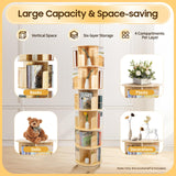 HAOREBAIYU 6-Tier Rotating Pine Wood Bookshelf - Multi-Functional 360° Revolving Storage Rack for Home & Office HAOREBAIYU