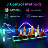 Leekimid Led Lighted Liquor Bottle Display Shelf, 30 Inch 2 Tier Whiskey Rack, Support USB, Bar Stand with RF Remote & App Control, Illuminated Acrylic Lighting Shelves for Home Bar, Party Leekimid