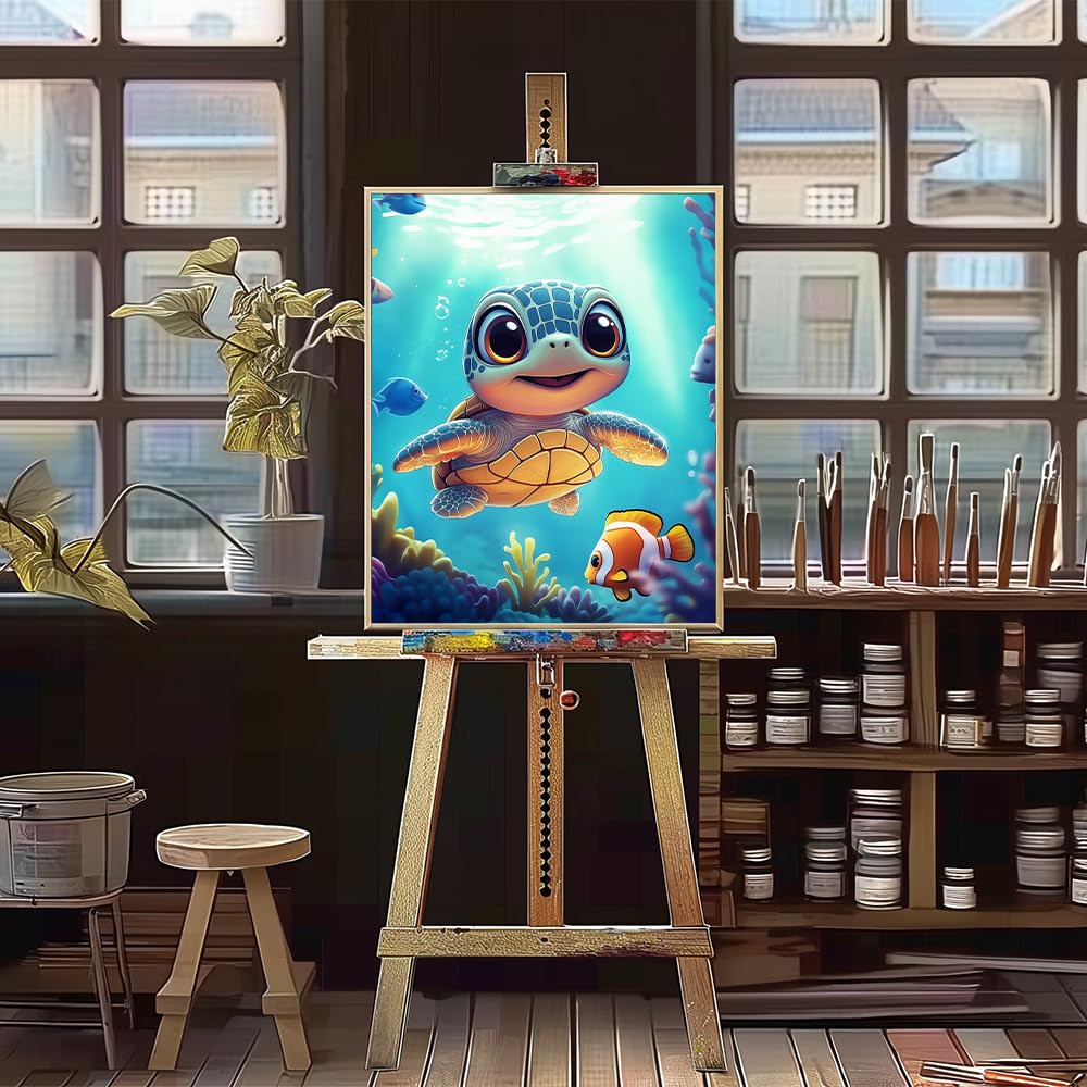 Natuyalo Paint by Numbers for Adults Beginner, Sea Turtle Acrylic Painting by Number Kits Animal DIY Art Craft Kits Suitable for Home Wall Decoration Frameless (16x20 Inch) Natuyalo