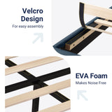 Allewie King Size Platform Bed Frame with Fabric Upholstered Headboard and Wooden Slats Support, Fully Upholstered Mattress Foundation/No Box Spring Needed/Easy Assembly, Navy Blue Allewie