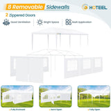 HOTEEL 10'x30' Canopy Party Tent with 6 Removable Sidewalls, Outdoor Event for Weddings, BBQ, Parties, Patio Camping Gazebo, Waterproof, White Hoteel