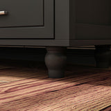 ECACAD Bookcase Storage Cabinet with Glass Doors & Drawer, 3-Tier Wooden Bookshelf Display Cabinet for Living Room, Home Office, Black (36.2”L x 14.6”W x 70.9”H) ECACAD