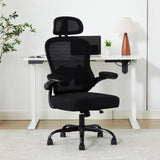 TUKAKA Ergonomic Office Chair,Ultra Thick Office Desk Chair with Adjustable Lumbar Support and Headrest,Spring Cushion,Rocking Function,Flip-up arms,Mesh Computer Chair for Home Office,White TUKAKA