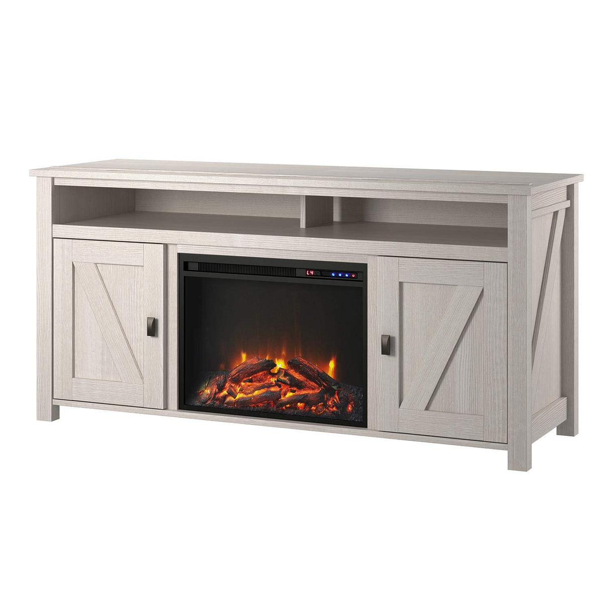 Ameriwood Home Farmington Electric Fireplace Console 60", Pine TV Stand, Ivory Oak Ameriwood Home