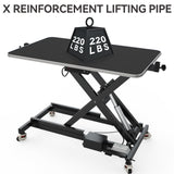 DWVO 49'' Electric Dog Grooming Table, Heavy Duty Adjustable Pet Grooming Table w/Leveling Wheels, Grooming Arm, Anti-Slip Top & Tool Organizer, Professional Dog Grooming Station (Black, 49inch) DWVO