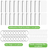 300 Pcs Sublimation Keychain Blanks Bulk Double Side Heat Transfer Sublimation MDF Blank Set with Keychain Rings & Jump Rings,Heat Transfer Keychain Blank Board for DIY Crafts(Rectangle) Guiqulai