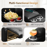 Loveseat Recliner Sofa, Home Theater Seating Massage Reclining Couch with USB, Center Console, Wall Hugger RV Recliners, 145° Adjustable Recline & Cup Holders & Side Pockets,for RV & Movie Room TOMOSLTER