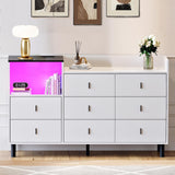 Viplive Dresser, White Dresser for Bedroom, 52 Inch Long Dresser with LED Light, Large Dressers for Bedroom, Modern Wood Dresser & Chests of Drawers, 8 Drawers Dresser for Women Girls Viplive