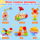 Mgtfbg Kids Tool Set - 29 PCS Wooden Toddler Tool with Box, Montessori STEM Educational Pretend Play Construction Toy for 2 3 4 5 6 Year Old Boys Girls, Best Birthday Gift Mgtfbg