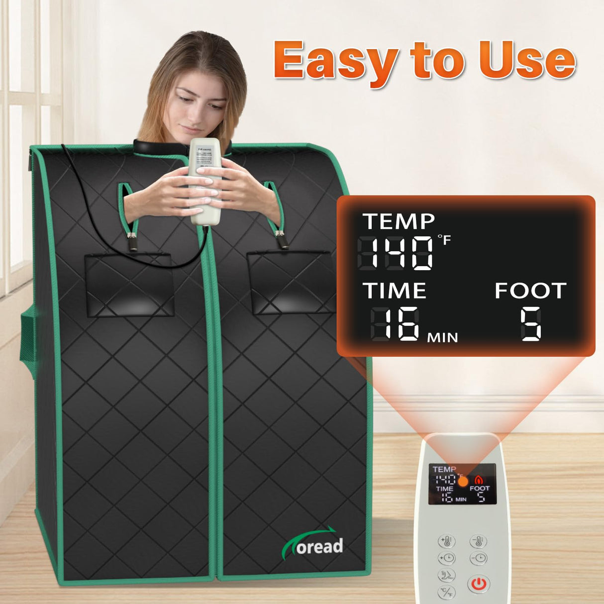 TOREAD Portable Far Infrared Sauna, 1 Person Full Body Sauna Tent with Heating Foot Pad & Folding Chair, Sauna for Infrared Home Spa, Time & Temp Remote Control (L 27.6’’ x W 31.5’’ x H 38.6’’) TOREAD
