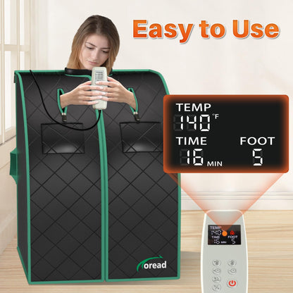 TOREAD Portable Far Infrared Sauna, 1 Person Full Body Sauna Tent with Heating Foot Pad & Folding Chair, Sauna for Infrared Home Spa, Time & Temp Remote Control (L 27.6’’ x W 31.5’’ x H 38.6’’)