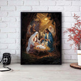 LWZAYS Nativity Scene Paint by Number Kit for Adults Canvas,Christmas Jesus Born Paint by Numbers for Adults Beginners Canvas, Christian Religious Painting by Numbers for Gift Decor - 16x20Inch LWZAYS