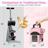 BERXOL Hat Press,Hat Press Heat Machine for Caps, Curved Heat Plate，Precise Temperature & Timer Control for Easy Operation, Mini Hat Heat Press for Hats, Bags and Socks (Coral Pink) BERXOL