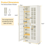 Tribesigns 71-Inch Tall Shoe Cabinet with Doors, 8-Tier Shoe Storage with Adjustable Shelves, Modern Shoe Organizer Shoe Rack Cabinet for Entryway, Hallway, Closet, Living Room, White and Gold Tribesigns