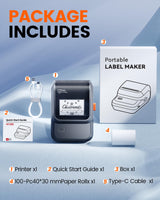 Ponek Label Maker Machine with Tape, M100 Bluetooth Label Printer, Versatile App with 1000 Icons and 300 Templates, 2 Inch Address Label Maker for Small Business, Office, Home, School, Black Ponek