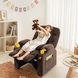 SNUGWAY Donut Larger Kids Reclining Chair Velvet Fabric Recliner Sofa Push Back Children Ages 3-12 with Dual Cup Holders and 4 Pockets SNUGWAY